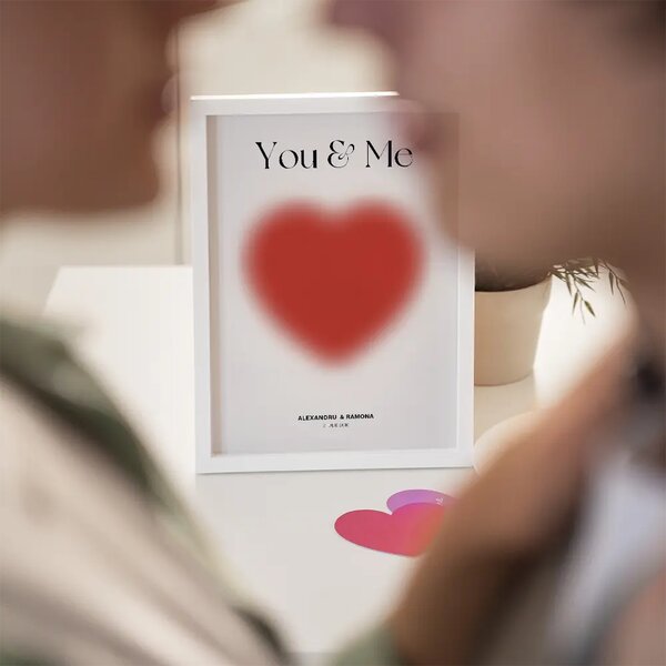 Tablou cu Inimă Roșie pentru Îndrăgostiți - You & Me