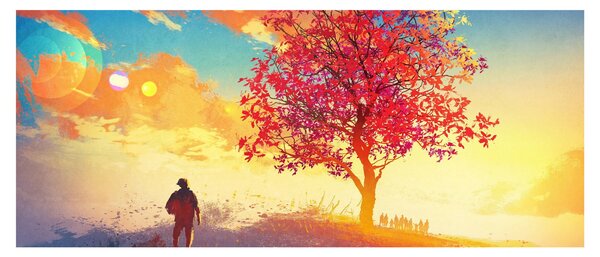Tablou - casa în deal (120x50 cm)