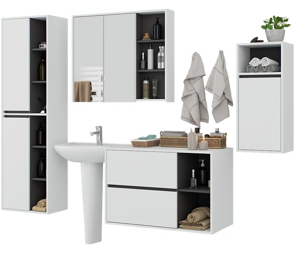 Set mobilier baie Vambos standard (alb + grafit). Promo -16%. 1152116