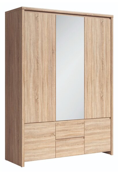 Dulap Nolroma 118, Stejar Sonoma, 211x154x56cm, 132 kg, Uși dulap: Cu balamale, Numărul de rafturi: 3, Numărul de rafturi: 3