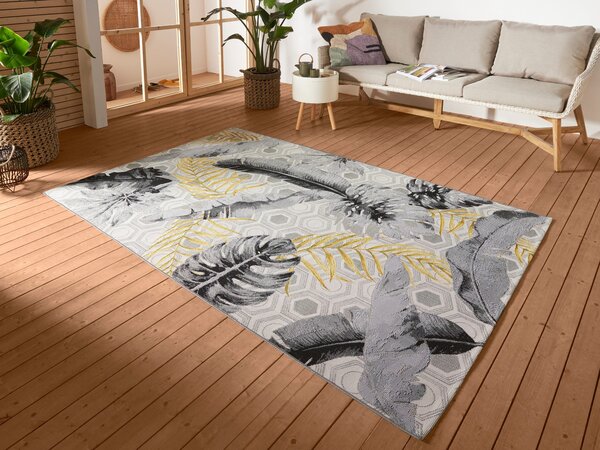 Covor Leaves galben/gri 200/285 cm
