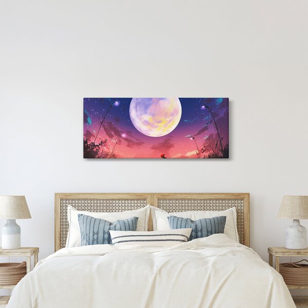 Tablou - Femeie și câine pe lună plină (120x50 cm)