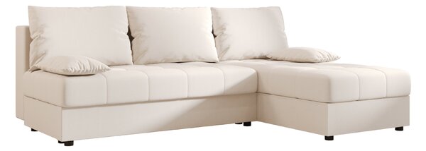 Coltar extensibil de colt VENORIA SLIM, crem, reversibil, 200x143 cm + 2 perne GRATUIT