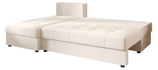 Coltar extensibil de colt VENORIA SLIM, crem, reversibil, 200x143 cm + 2 perne GRATUIT