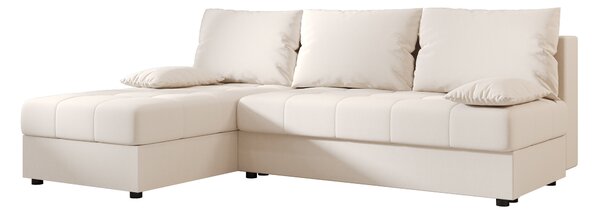 Coltar extensibil de colt VENORIA SLIM, crem, reversibil, 200x143 cm + 2 perne GRATUIT