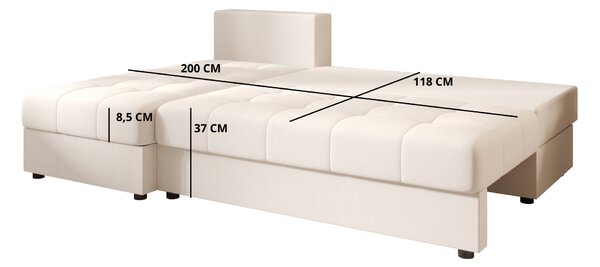 Coltar extensibil de colt VENORIA SLIM, petrol, reversibil, 200x143 cm + 2 perne GRATUIT