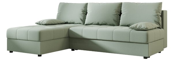 Coltar extensibil de colt VENORIA SLIM, verde deschis, reversibil, 200x143 cm + 2 perne GRATUIT