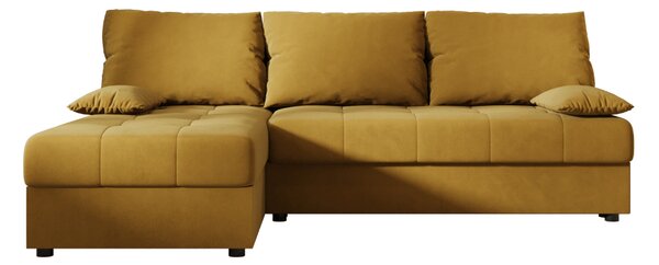 Coltar extensibil de colt VENORIA SLIM, mustar, reversibil, 200x143 cm + 2 perne GRATUIT