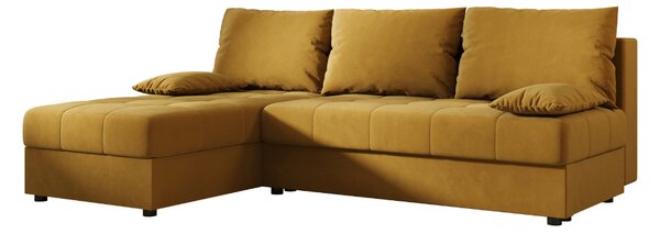 Coltar extensibil de colt VENORIA SLIM, mustar, reversibil, 200x143 cm + 2 perne GRATUIT