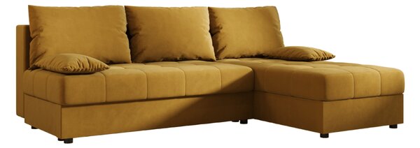 Coltar extensibil de colt VENORIA SLIM, mustar, reversibil, 200x143 cm + 2 perne GRATUIT