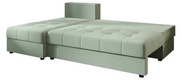 Coltar extensibil de colt VENORIA SLIM, verde deschis, reversibil, 200x143 cm + 2 perne GRATUIT