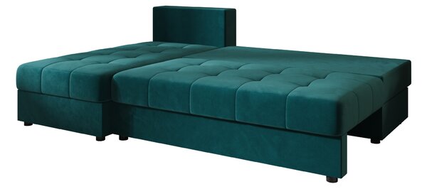 Coltar extensibil de colt VENORIA SLIM, petrol, reversibil, 200x143 cm + 2 perne GRATUIT