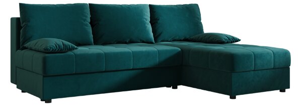 Coltar extensibil de colt VENORIA SLIM, petrol, reversibil, 200x143 cm + 2 perne GRATUIT