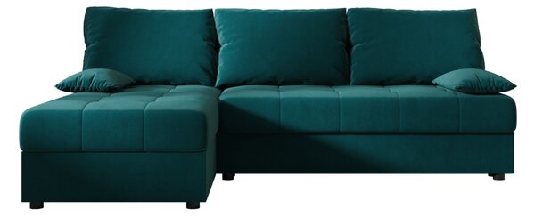 Coltar extensibil de colt VENORIA SLIM, petrol, reversibil, 200x143 cm + 2 perne GRATUIT
