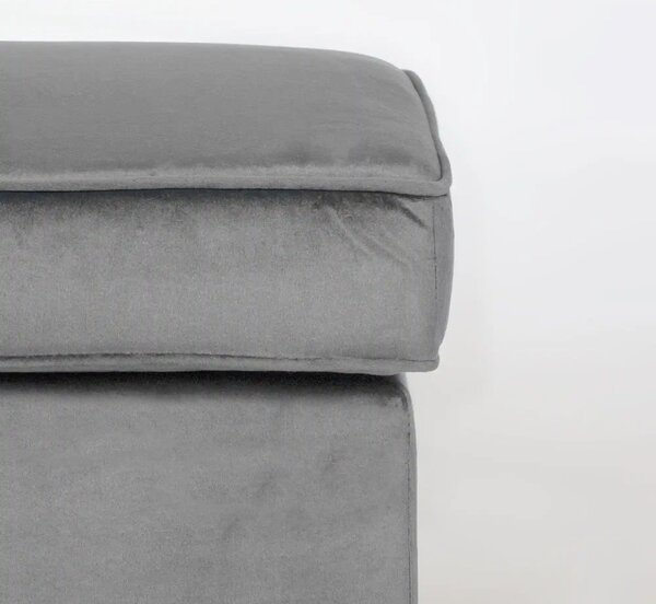 Taburet RON, stofa catifelata gri - Bluvel 14, 60x40x44 cm
