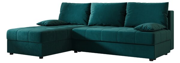 Coltar extensibil de colt VENORIA SLIM, petrol, reversibil, 200x143 cm + 2 perne GRATUIT