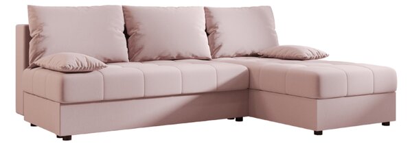 Coltar extensibil de colt VENORIA SLIM, roz pudra, reversibil, 200x143 cm + 2 perne GRATUIT