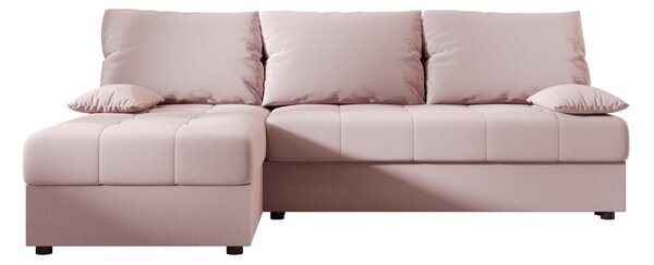 Coltar extensibil de colt VENORIA SLIM, roz pudra, reversibil, 200x143 cm + 2 perne GRATUIT