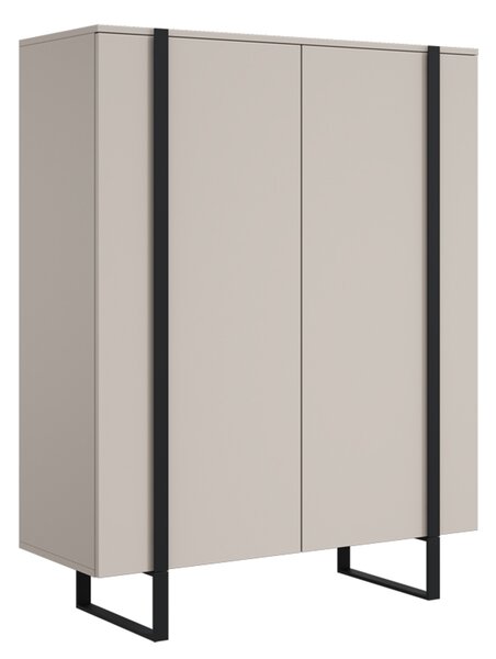 Comodă înaltă Verica 120 cm cu două uși - kaszmir / picioare negre