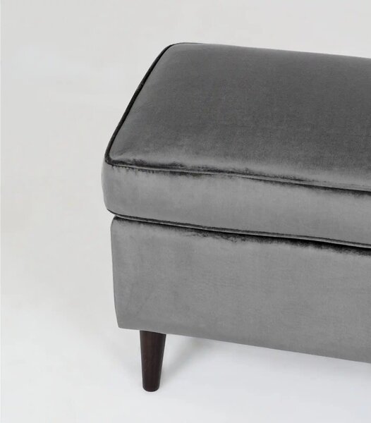 Taburet RON, stofa catifelata gri - Bluvel 14, 60x40x44 cm