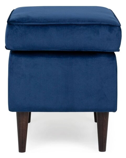 Taburet RON, stofa catifelata albastru inchis - Bluvel 86, 60x40x44 cm