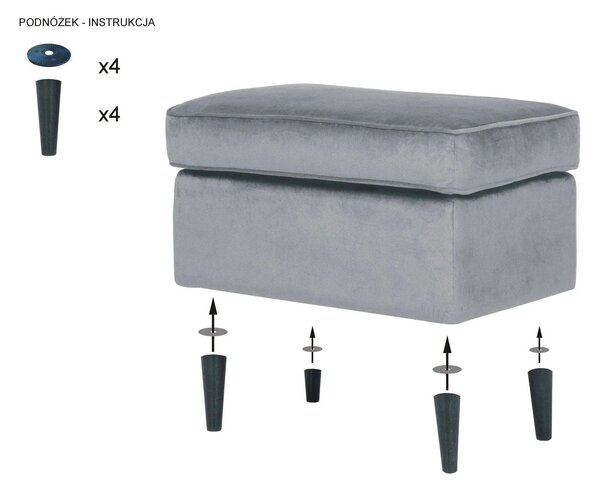 Taburet RON, stofa catifelata albastru inchis - Bluvel 86, 60x40x44 cm