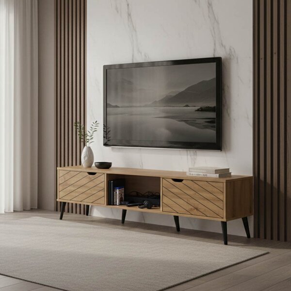 Comoda TV Thelora din melamina stejar, 150 x 40 x 41.6 cm