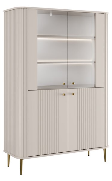 Vitrină cu patru uși Vesper 103 cm - cașmir / picioare aurii
