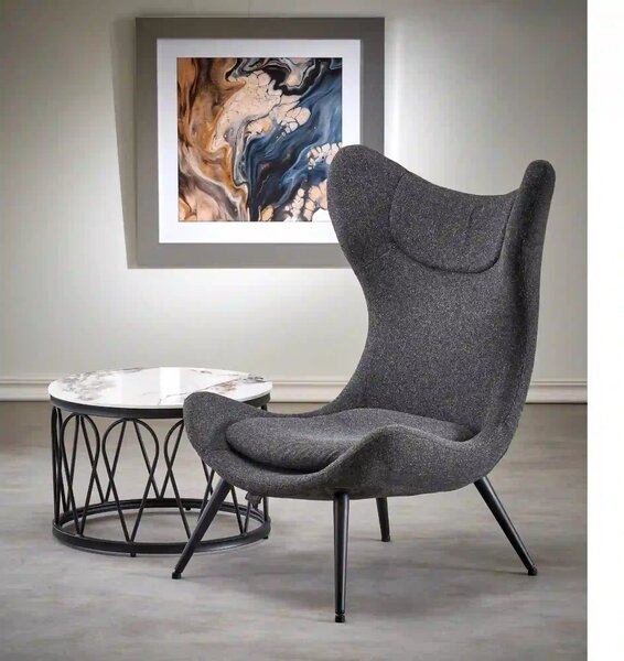 Scaun fluture ATLANTIS, gri antracit/negru, stofa/otel, 77x80x106 cm