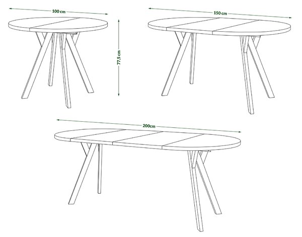 Mazzoni ALMO Bej/picioare bej - MASĂ ROTUNDĂ EXTENSIBILĂ CU PICIOARE ÎN FORMĂ DE Y STIL LOFT PENTRU SALON/SUFRAGERIE