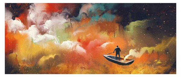 Tablou - Om navigând prin spațiu (120x50 cm)