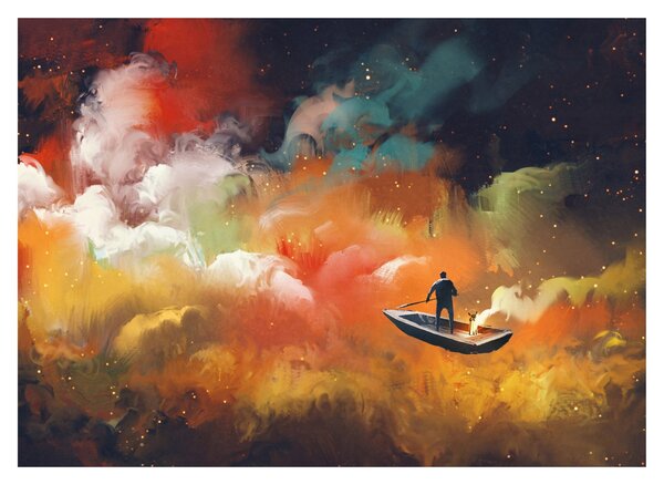 Tablou - Om navigând prin spațiu (70x50 cm)