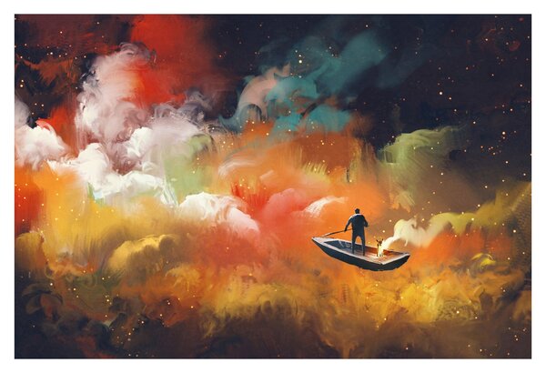 Tablou - Om navigând prin spațiu (90x60 cm)