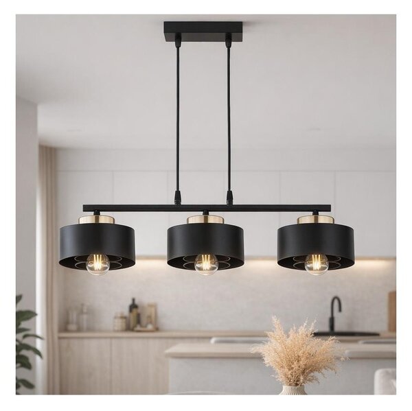 Brilagi - Lustră suspendată pe cablu SPRING 3xE27/60W/230V negru/auriu