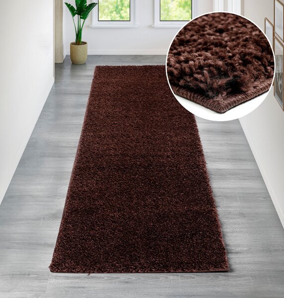 Traversa Shaggy maro inchis 67/230 cm