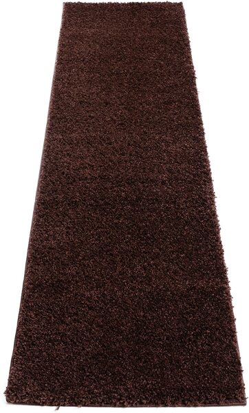 Traversa Shaggy maro inchis 67/230 cm