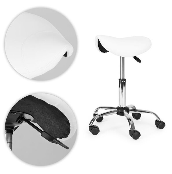 Scaun ergonomic pivotant în formă de șa, reglabil pe înălțime Negru
