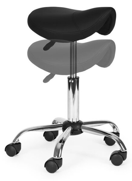 Scaun ergonomic pivotant în formă de șa, reglabil pe înălțime Negru