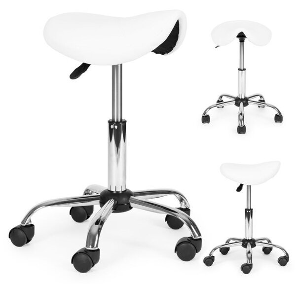 Scaun ergonomic pivotant în formă de șa, reglabil pe înălțime Negru