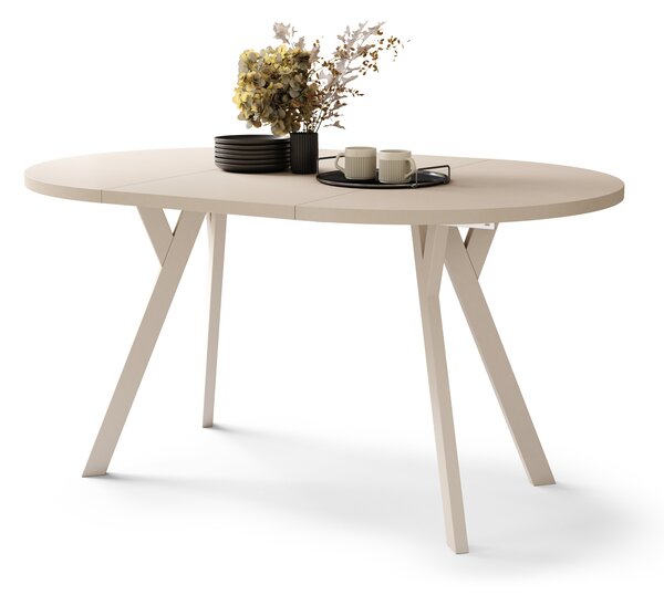 Mazzoni ALMO Bej/picioare bej - MASĂ ROTUNDĂ EXTENSIBILĂ CU PICIOARE ÎN FORMĂ DE Y STIL LOFT PENTRU SALON/SUFRAGERIE
