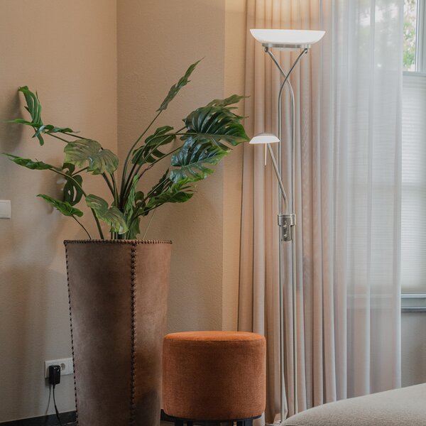 Lampă de podea din oțel cu LED și variator cu lampă de citit - Empoli
