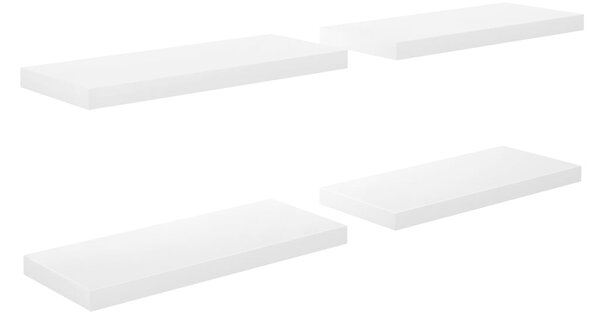 Rafturi de perete, 4 buc., alb extralucios, 60x23,5x3,8 cm, MDF
