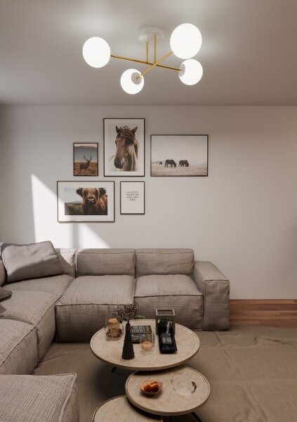 Lustră pe tijă MAGNUM 4xE14/10W/230V alb/auriu
