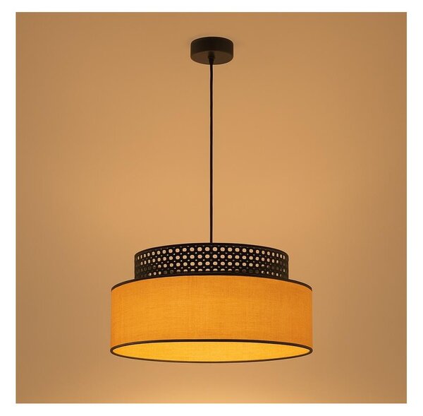Lustră pe cablu BOHO 1xE27/60W/230V negru/bej
