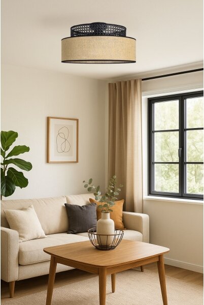 Plafonieră BOHO 1xE27/60W/230V negru/bej