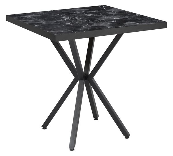 Set Masă fixă Pătrată Artex Negru Marmorat cu 2 Scaune Piele Oscar Gri