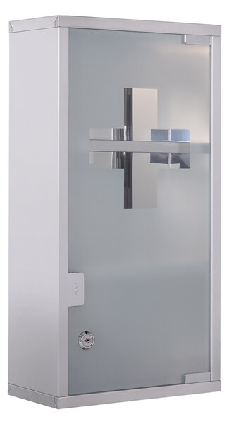 HOMCOM Dulap pentru Medicamente, Design Modern, Sticlă și Oțel, cu Ușă și 2 Chei, 48x25cm | Aosom Romania