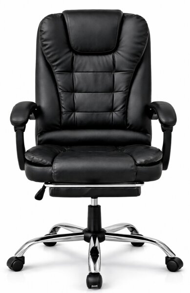 Scaun de birou BOSS cu suport pentru picioare - piele ecologică neagră