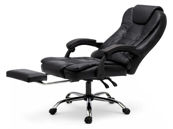 Scaun de birou BOSS cu suport pentru picioare - piele ecologică neagră