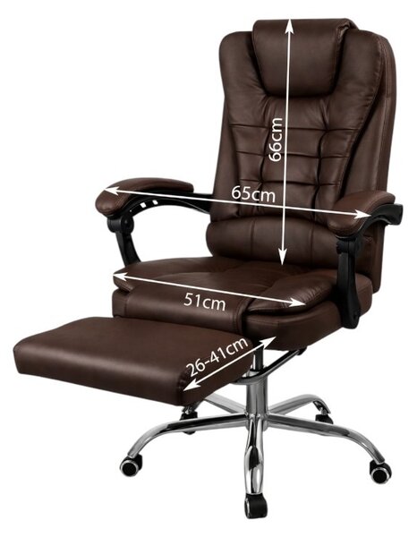Scaun de birou BOSS cu suport pentru picioare - piele ecologică maro